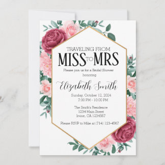Miss naar Mrs Bridal Shower Invitation Sjabloon Kaart