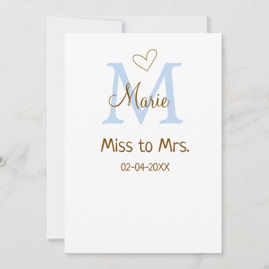 MISS NAAR MRS. BRUIDSSLUIER MONOGRAM HART NAAM KAART (Voorkant)