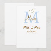 MISS NAAR MRS. BRUIDSSLUIER MONOGRAM HART NAAM KAART (Voorkant / Achterkant)