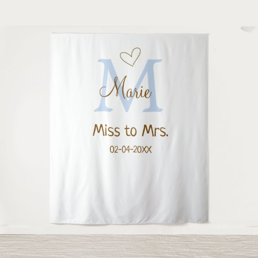 MISS NAAR MRS. BRUIDSSLUIER MONOGRAM HART NAAM WANDKLEED (Voorkant)