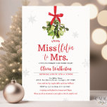 Miss naar Mrs Christmas Bridal Shower Uitnodiging<br><div class="desc">Deze kerst bruidsdouche uitnodiging zal de gasten verrukken met zijn slimme maretak titel van "Misstletoe aan mevrouw" en zal zeker het podium vormen voor een feestelijke vakantie vrijgezellenfeest viering. Het ontwerp toont een waterverf van maretak en zacht vallende sneeuwvlokken.</div>