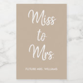 Miss naar Mrs Future Name Sand Tan Vrijgezellenfee Wijn Etiket (Enkel label)