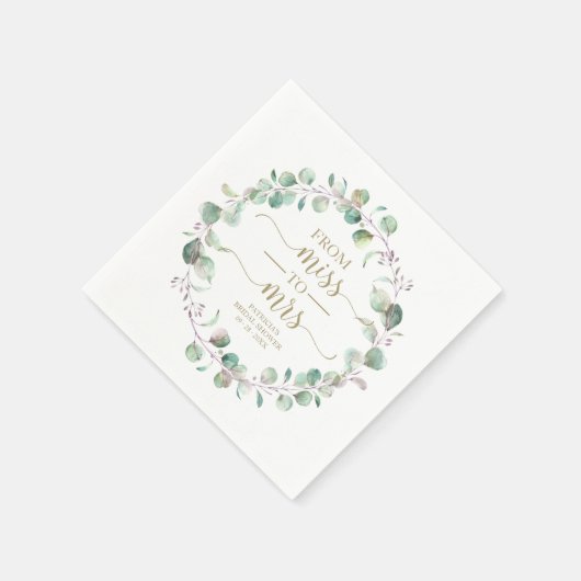 Miss naar Mrs Greenery Eucalyptus Vrijgezellenfees Servet (Hoek)