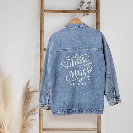 Miss naar Mrs | Huwelijk Hart & Ring Aangepaste na Denim Jacket
