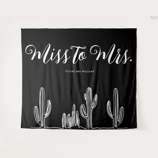 Miss naar Mrs Modern Boho Cactus Bachelorette Wandkleed (Voorkant (horizontaal))