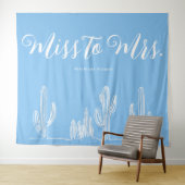 Miss naar Mrs Modern Boho Cactus Blauwe Bruidsmeis Wandkleed (In Situ (horizontaal))