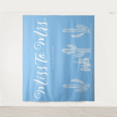 Miss naar Mrs Modern Boho Cactus Blauwe Bruidsmeis Wandkleed (Voorkant)