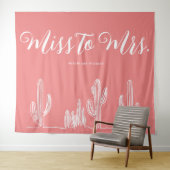 Miss naar Mrs Modern Boho Cactus Red Bachelorette Wandkleed (In Situ (horizontaal))