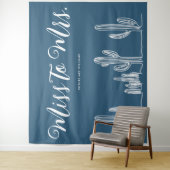 Miss naar Mrs. Modern Donkerblauwe Cactus Bachelor Wandkleed (In situ)