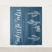 Miss naar Mrs. Modern Donkerblauwe Cactus Bachelor Wandkleed (Voorkant)