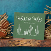 Miss naar Mrs. Modern Donkergroene Cactus Bachelor Fotoplaat (Zijkant)