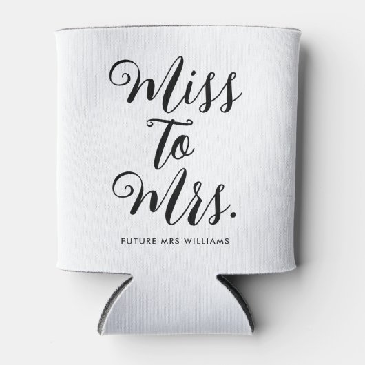 Miss naar Mrs Modern Vrijgezellenfeest Bachelorett Blikjeskoeler (Voorkant)