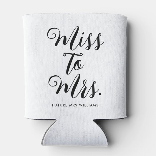 Miss naar Mrs Modern Vrijgezellenfeest Bachelorett Blikjeskoeler (Achterkant)