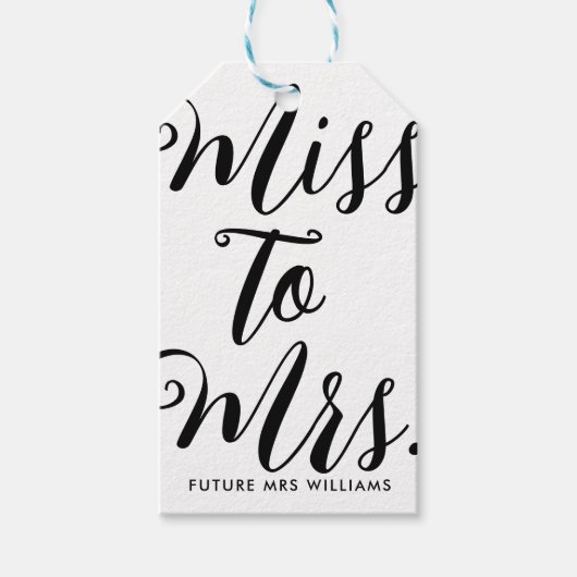 Miss naar Mrs Modern Vrijgezellenfeest Bachelorett Cadeaulabel (Voorkant)
