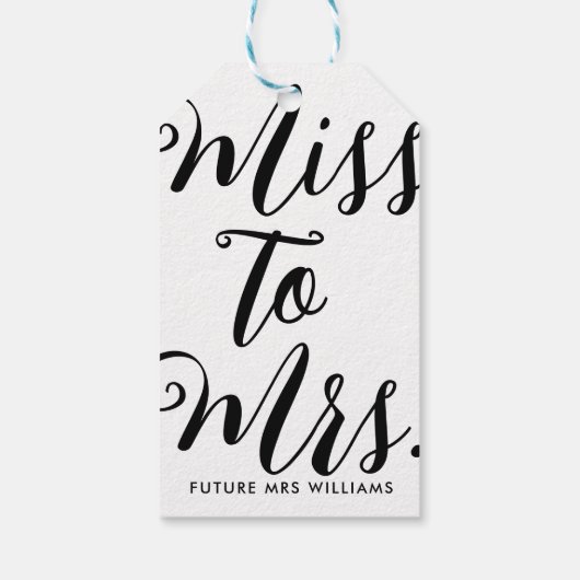 Miss naar Mrs Modern Vrijgezellenfeest Bachelorett Cadeaulabel (Achterkant)