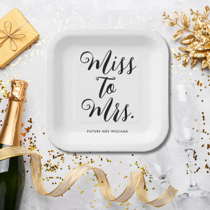 Miss naar Mrs Modern Vrijgezellenfeest Bachelorett Papieren Bordje