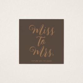 Miss naar Mrs Modern Vrijgezellenfeest Bachelorett Vierkante Visitekaartjes