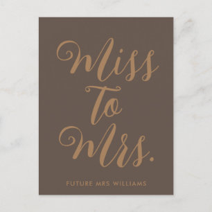 Miss naar Mrs Modern Vrijgezellenfeest Briefkaart