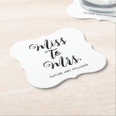 Miss naar Mrs Modern Vrijgezellenfeest Kartonnen Onderzetters (Gekanteld)