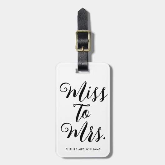 Miss naar Mrs Moderne Bruidsdouche Bachelorette Bagagelabel (Voorkant verticaal)