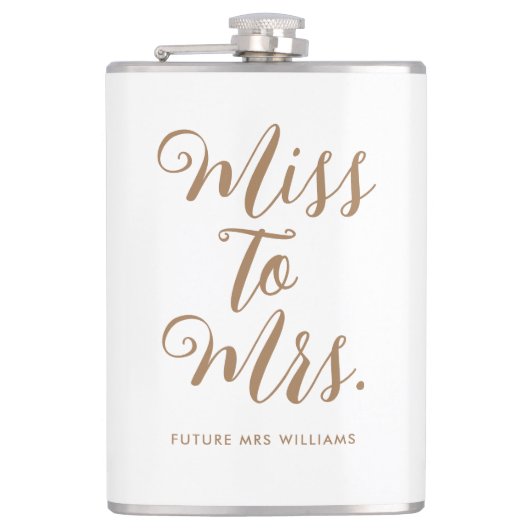 Miss naar Mrs Moderne Bruiloft Feest Heupfles (Voorkant)