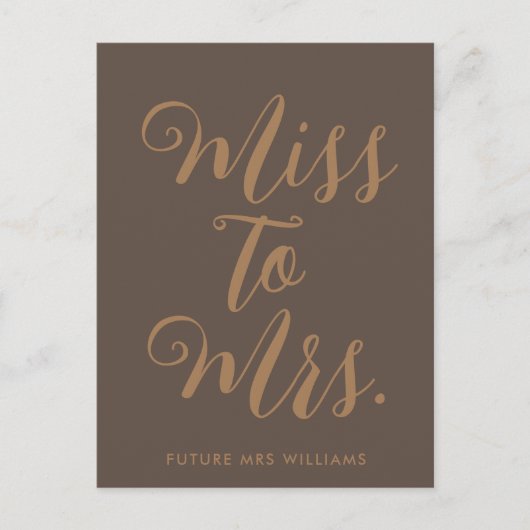 Miss naar Mrs moderne bruiloftborrel Briefkaart (Voorkant)