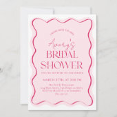 Miss naar Mrs Pink Bow Wavy Modern Vrijgezellenfee Kaart (Voorkant)