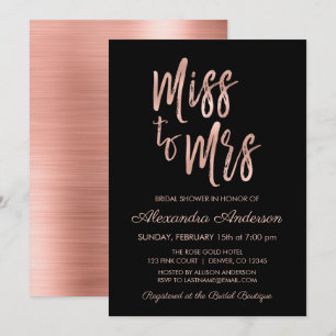 Miss naar Mrs Pink Rose Gold Vrijgezellenfeest Kaart