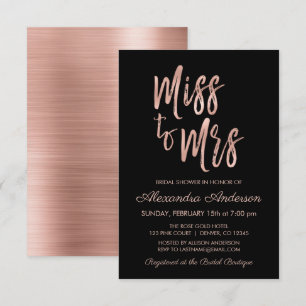 Miss naar Mrs Pink Rose Gold Vrijgezellenfeest Kaart