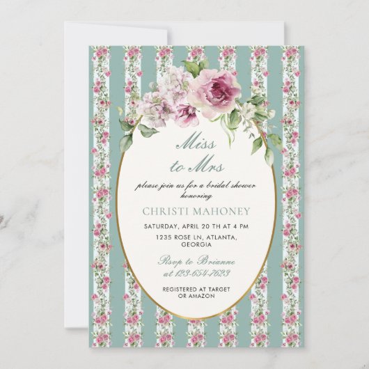 Miss naar Mrs. Romantic Garden Party Vrijgezellenf Kaart (Voorkant)