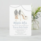 Miss naar Mrs. Schoenen Bruiloft Feest Uitnodiging (Staand voorkant)