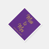 Miss naar Mrs. Vrijgezellenfeest Paarse Gouden Hen Servet (Hoek)