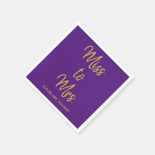Miss naar Mrs. Vrijgezellenfeest Paarse Gouden Hen Servet (Hoek)