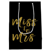 Miss naar Mrs Vrijgezellenfeest Party Gold Foil Medium Cadeauzakje (Achterkant)