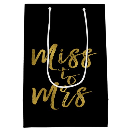 Miss naar Mrs Vrijgezellenfeest Party Gold Foil Medium Cadeauzakje (Achterkant)