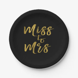 Miss naar Mrs Vrijgezellenfeest Party Gold Foil Papieren Bordje