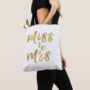 Miss naar Mrs Vrijgezellenfeest Party Gold Foil Tote Bag