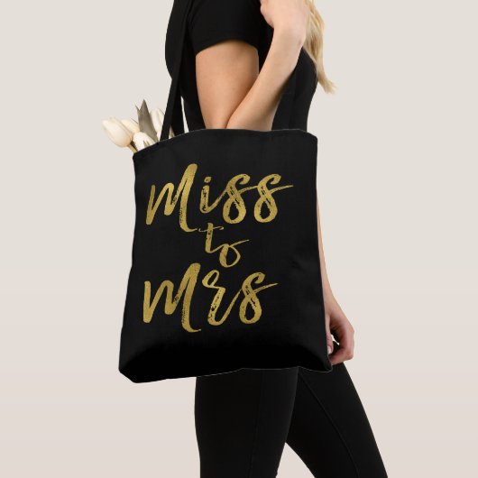 Miss naar Mrs Vrijgezellenfeest Party Gold Foil Tote Bag (Dichtbij)
