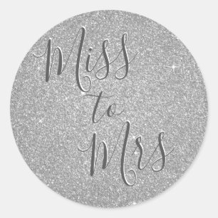 Miss naar Mrs Vrijgezellenfeest Party Silver Spark Ronde Sticker