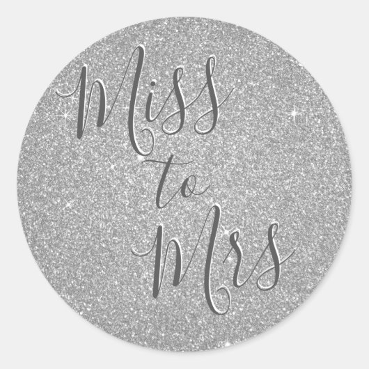 Miss naar Mrs Vrijgezellenfeest Party Silver Spark Ronde Sticker (Voorkant)