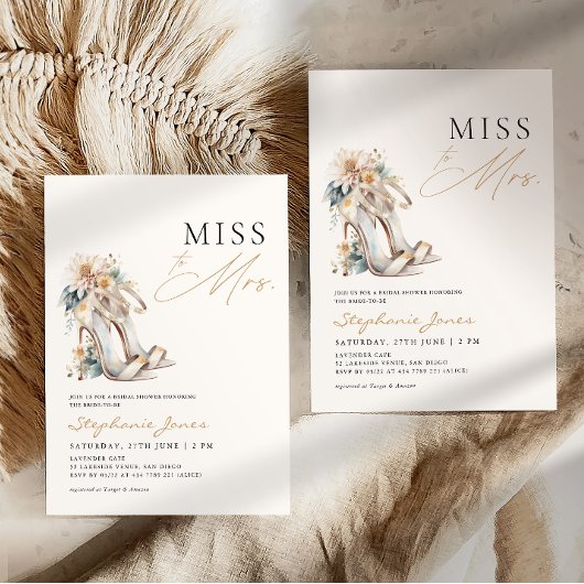 Miss naar Mrs Wedding Heels Vrijgezellenfeest Kaart
