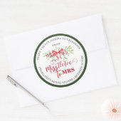 Miss naar Mrs Winter Mistletoe Aangepaste Bruiloft Ronde Sticker (Envelop)
