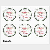 Miss naar Mrs Winter Mistletoe Aangepaste Bruiloft Ronde Sticker (Vel)