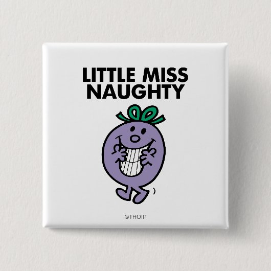 Miss Naughty | Huge Smile Vierkante Button 5,1 Cm (Voorkant)