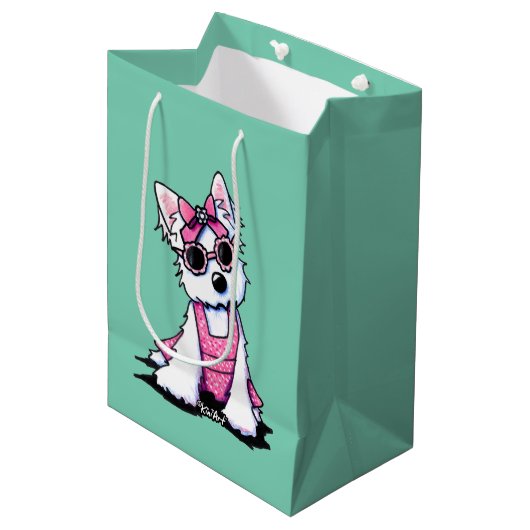 Miss Olivia Westie KiniArt Gift Bag Medium Cadeauzakje (Voorkant Gekanteld)