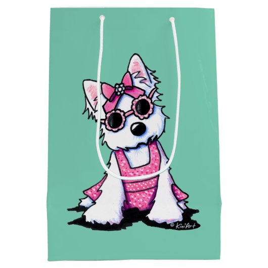 Miss Olivia Westie KiniArt Gift Bag Medium Cadeauzakje (Achterkant)