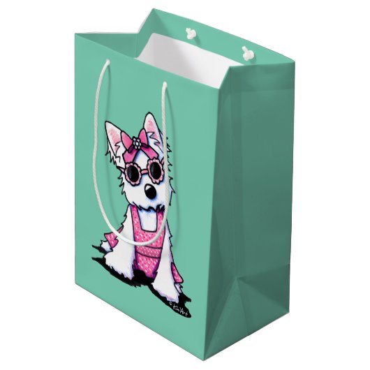 Miss Olivia Westie KiniArt Gift Bag Medium Cadeauzakje (Achterkant Gekanteld)