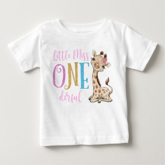 Miss One Derful 1st Birthday Baby T-Shirt (Voorkant)