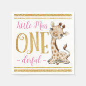 Miss One Derful Cute Giraffe 1e verjaardag Servet (Voorkant)