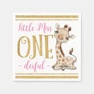 Miss One Derful Cute Giraffe 1e verjaardag Servet